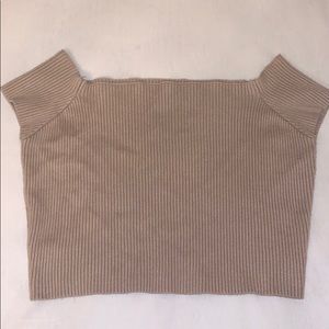 american threads tan off the shoulder top